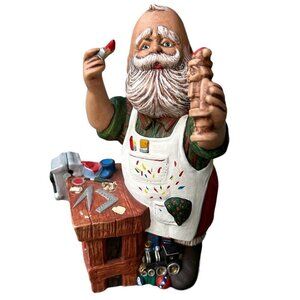 Workshop Santa Claus Painting‎ Toys Christmas Figurine Signed 10" Porcelain 1992